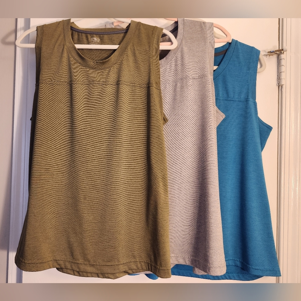 Athletic Works Women's Sleeveless Tees - Olive, Gray, Blue Bundle Of 3 Size XL